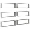 vidaXL Wall Cube Shelves 6 pcs Concrete Grey 80x15x26,5 cm Engineered Wood