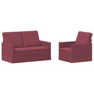 vidaXL Sofa Set 2 pcs Wine Red Fabric