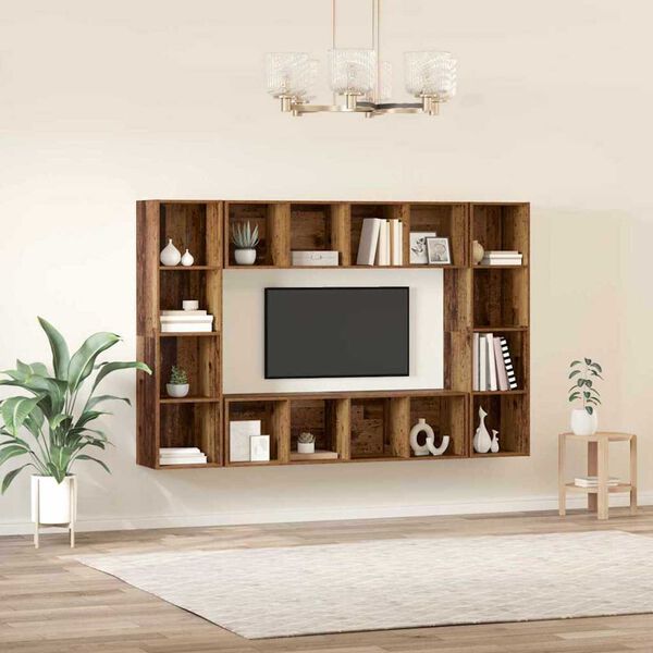 vidaXL TV Cabinet Set 4 pcs Brown 37 x 37 x 142.5 cm Engineered Wood