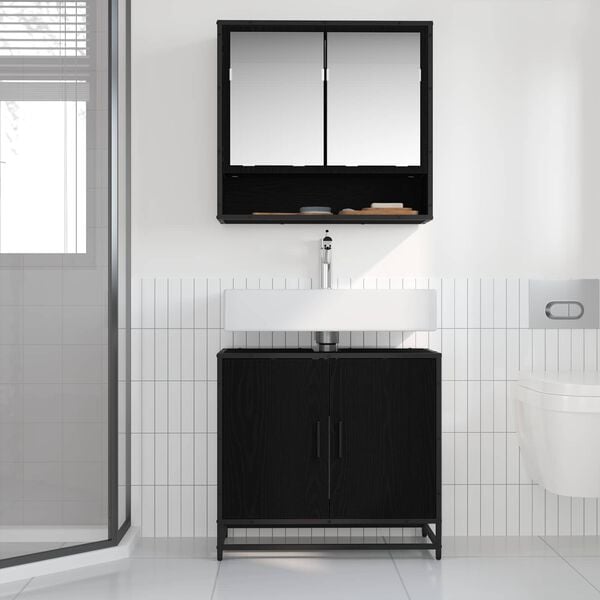 vidaXL Bathroom Sink Cabinet Black Oak 65 x 33 x 60 cm Engineered wood