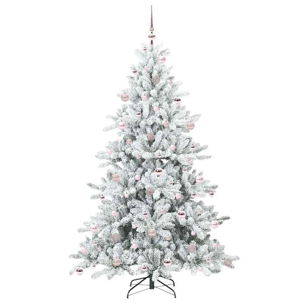vidaXL Artificial Hinged Christmas Tree White 210 cm PVC and Steel