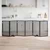 vidaXL Dog Gate with Door Foldable 6 Panels Black 300 cm Poplar Wood