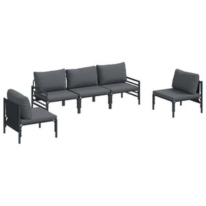 vidaXL Garden Sofa Set with Cushion 5 pcs Black Steel