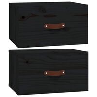 vidaXL Wall-mounted Bedside Cabinets 2 pcs Black 40x29.5x22 cm