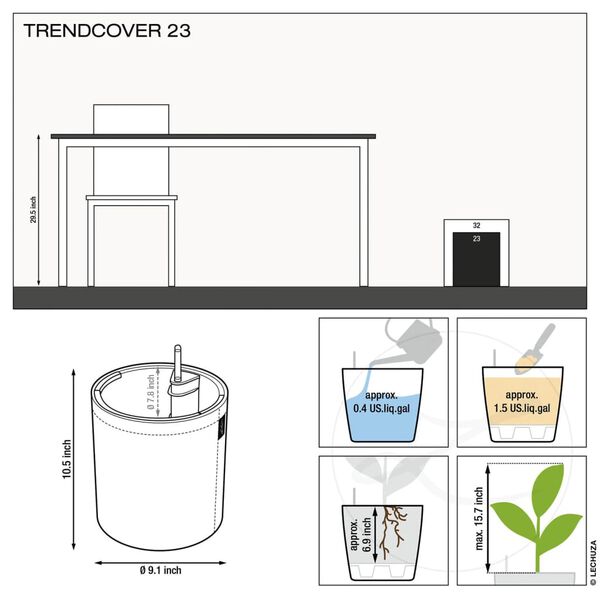LECHUZA Planter TRENDCOVER 23 Cork ALL-IN-ONE Dark Natural
