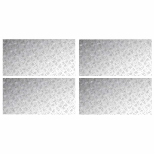 vidaXL Checker Plates 4 pcs Silver 100 x 50 cm Aluminium
