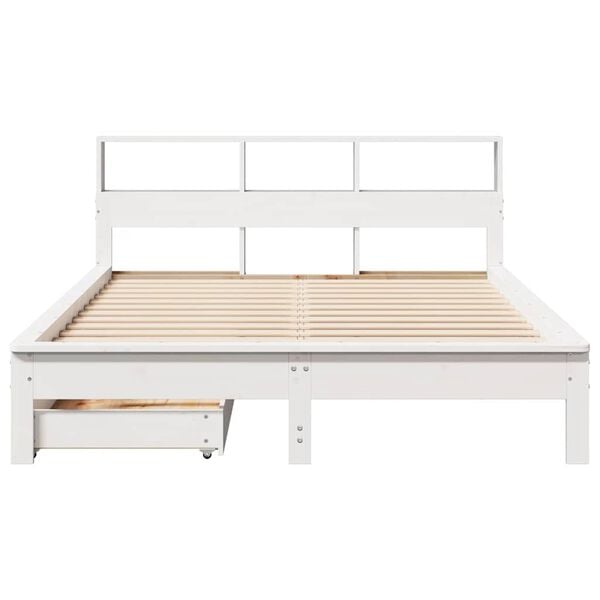 vidaXL Bookcase Bed without Mattress White 140x190 cm Solid Wood Pine