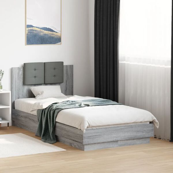 vidaXL Bed Frame without Mattress Grey Sonoma 90x190 cm Single