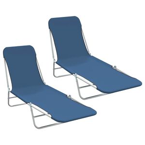 vidaXL Folding Sun Loungers 2 pcs Steel and Fabric Blue