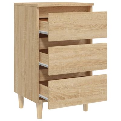 vidaXL Bed Cabinet with Solid Wood Legs Sonoma Oak 40x35x69 cm