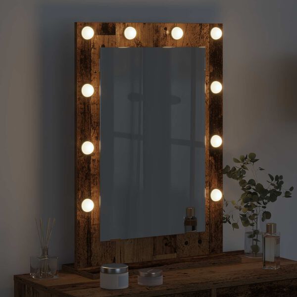 vidaXL Vanity Mirror with LED Strip Lights Sonoma Oak 70 x 50 x 18 cm