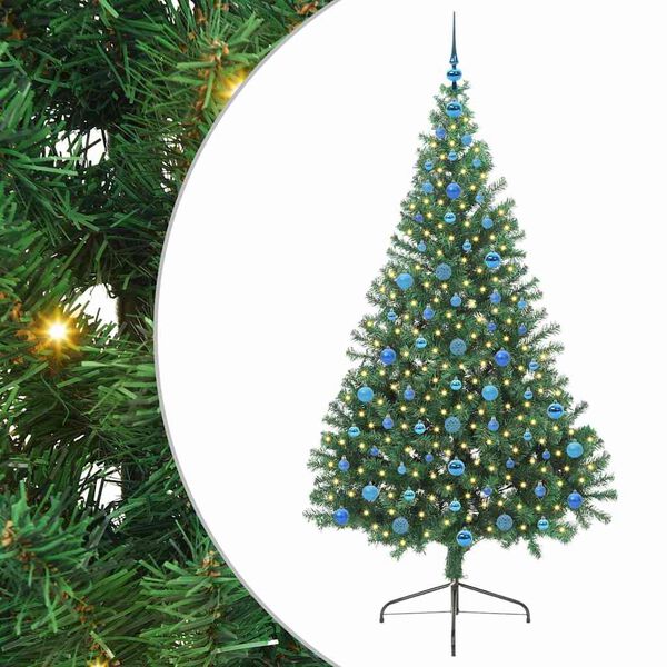 vidaXL Artificial Pre-lit Christmas Tree Green 210 cm PVC