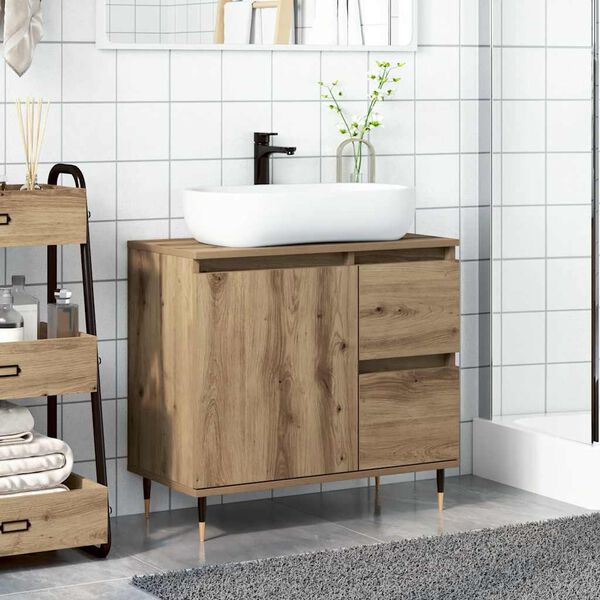 vidaXL Bathroom Cabinet Artisan Oak 65x33x60 cm Engineered Wood