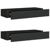 vidaXL Wall-mounted Drawer Shelves 2 pcs Black 60x23.5x10cm MDF