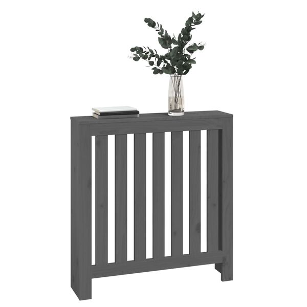 vidaXL Radiator Cover Grey 79.5x19x84 cm Solid Wood Pine
