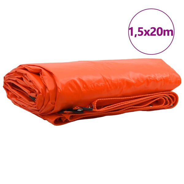 vidaXL Tarpaulin 650g / m&sup2; Orange 1.5 x 20 m Canvas with PVC Coating