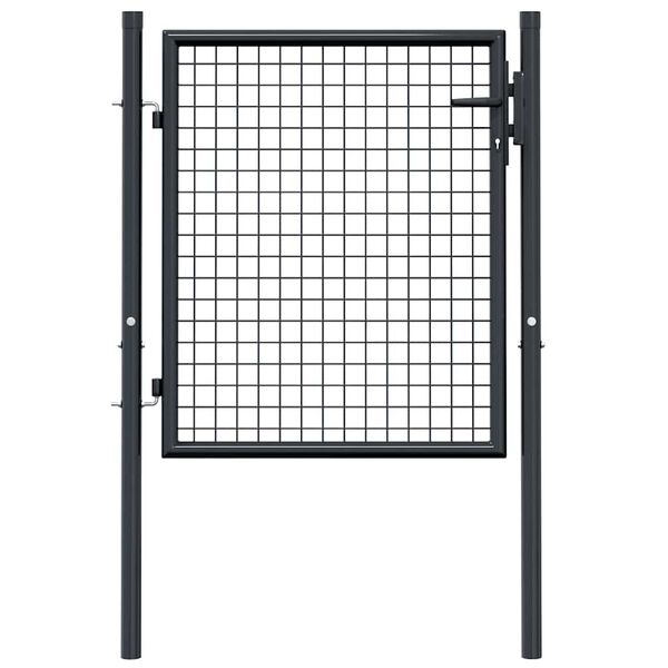 vidaXL Mesh Garden Gate Galvanised Steel 100x75 cm Grey
