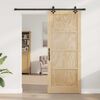 vidaXL Sliding Door Natural and Black 86 x 211 cm Solid Pine Wood