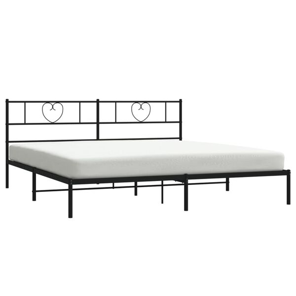vidaXL Metal Bed Frame without Mattress with Headboard Black 200x200cm