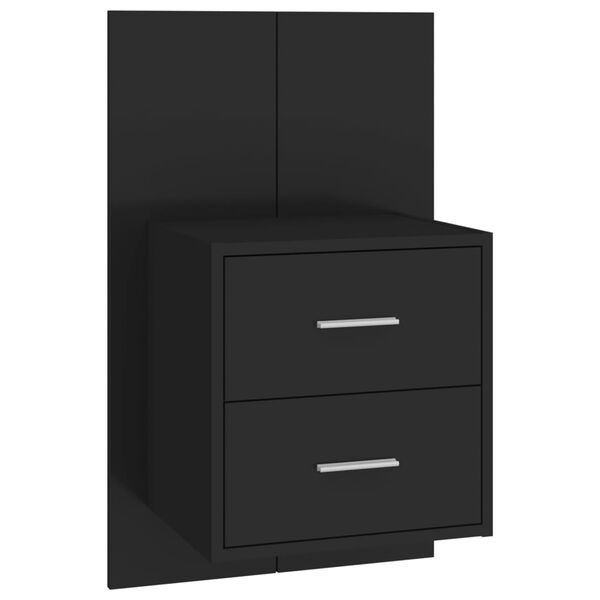 vidaXL Wall-mounted Bedside Cabinet Black