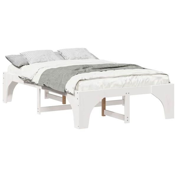 vidaXL Bed Frame White 120 x 200 cm Solid Pine Wood
