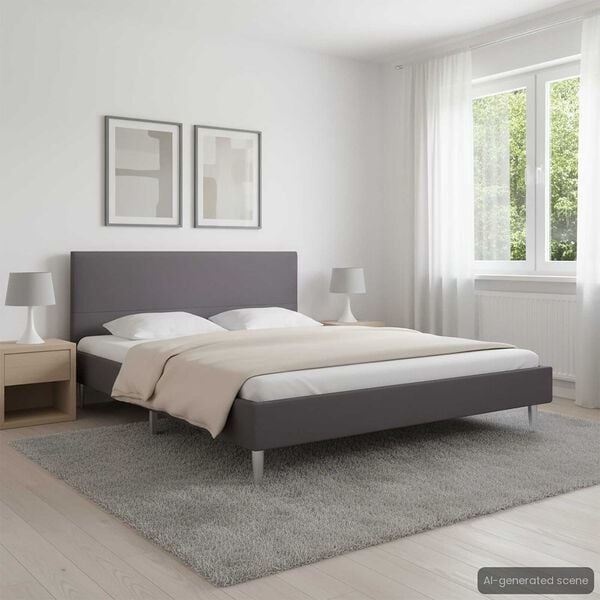 vidaXL Bed Frame without Mattress Grey Fabric 135x190 cm Double