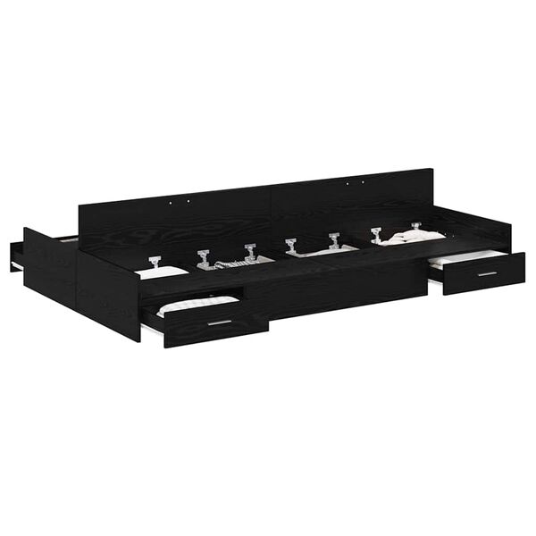 vidaXL Storage Bed Frame Black Oak 120 x 190 cm Engineered Wood