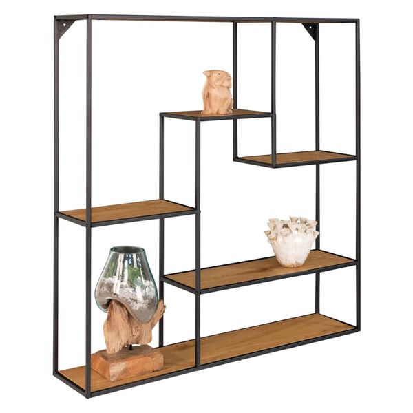 House Nordic Wall Shelf Avery 85x18x85 cm Oak and Black