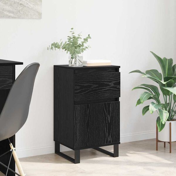vidaXL Sideboard with Drawer Black oak 35 x 40 x 70 cm Engineered wood