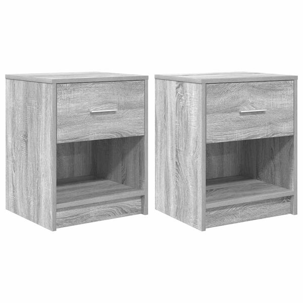 vidaXL Bedside Cabinets 2 pcs with Drawer Grey Sonoma 40x34x50 cm