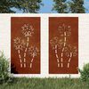 vidaXL Garden Wall Decorations 2pcs 105x55cm Corten Steel Flower Design