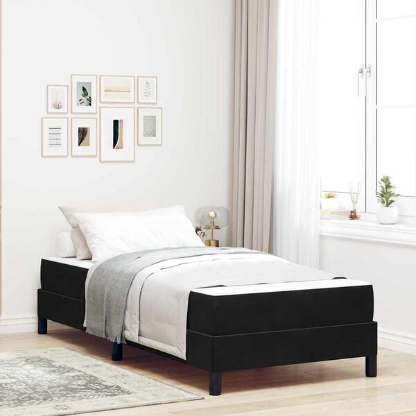 vidaXL Box Spring Bed with Mattress Black 80 x 210 cm Fabric