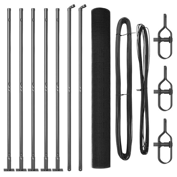 vidaXL Fence Post Grey 10 x 1.6 m (16 x 16 mm mesh) Steel and PVC