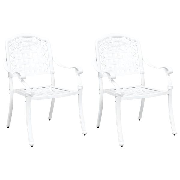 vidaXL Garden Chair 2 pcs White 55 x 56.5 x 91cm Aluminium
