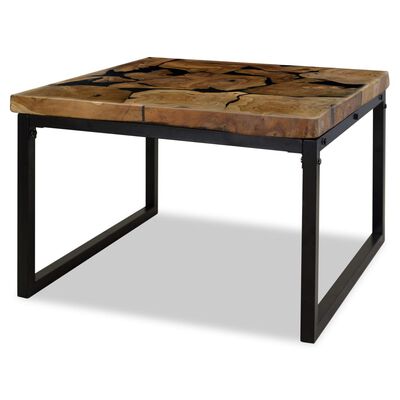 vidaXL Coffee Table Teak Resin 60x60x40 cm Black and Brown