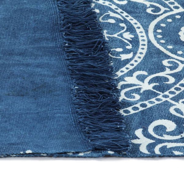 vidaXL Kilim Rug Cotton 160x230 cm with Pattern Blue