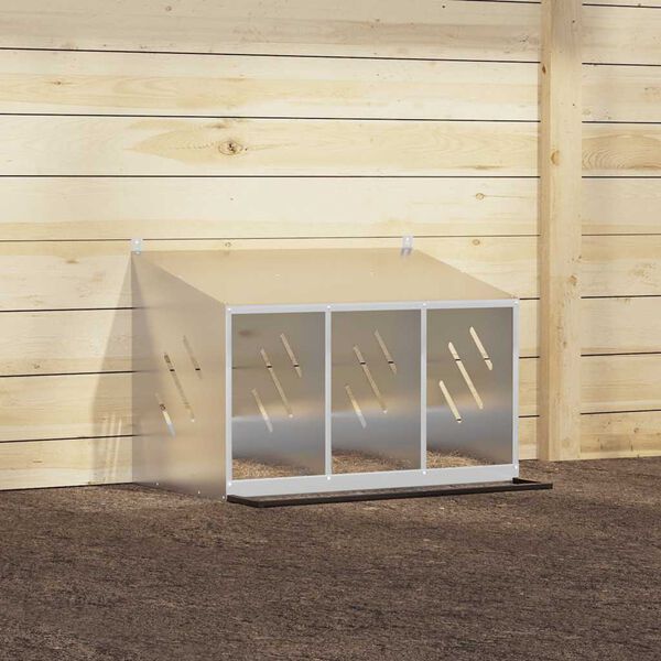 vidaXL Chicken Nesting Box with 3 Compartments Galvanized Silver Metal
