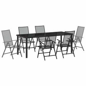 vidaXL Garden Dining Set 7 pcs Anthracite Powder-Coated Steel