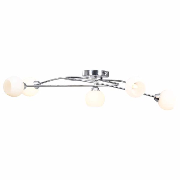 vidaXL Ceiling Lamp with Round White Ceramic Shades for 5 G9 Bulbs