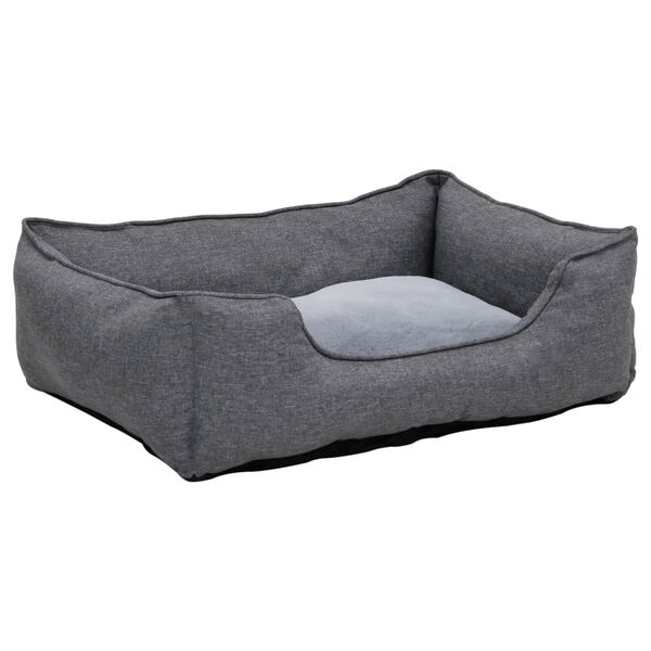 vidaXL Dog Bed Grey 85.5x70x23 cm Linen Look Fleece
