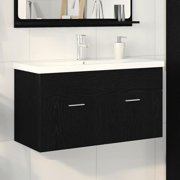 vidaXL Bathroom Cabinet Black Oak 90 x 38.5 x 46 cm Engineered Wood