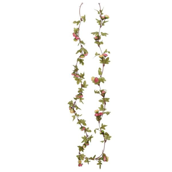 vidaXL Flower Garlands 6 pcs Pink 215 cm