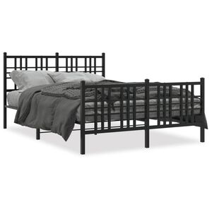 vidaXL Metal Bed Frame without Mattress with Footboard Black 120x200cm