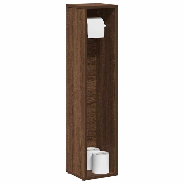 vidaXL Bathroom Cabinet with Roll Holder Brown Oak 20.5x20x90 cm