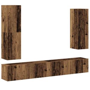 vidaXL 4 Piece TV Cabinet Set Wall-mounted Old Wood Engineered Wood