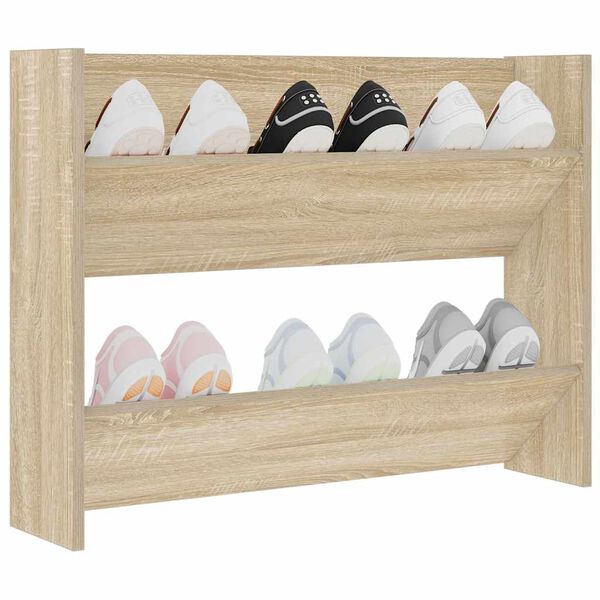 vidaXL Wall Shoe Cabinet Sonoma Oak 80x18x60 cm Engineered Wood