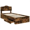 vidaXL Bed Frame with Headboard Smoked Oak 90 x 190 cm Engineered Wood