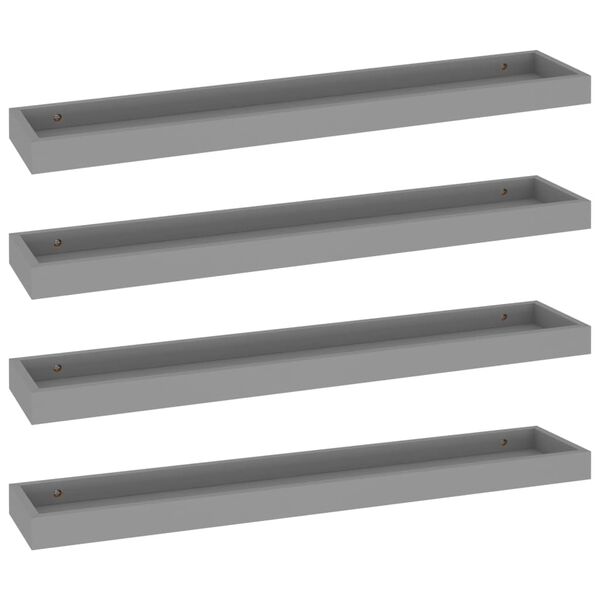 vidaXL Loggia Wall Shelves 4 pcs Grey 80x15x4 cm MDF
