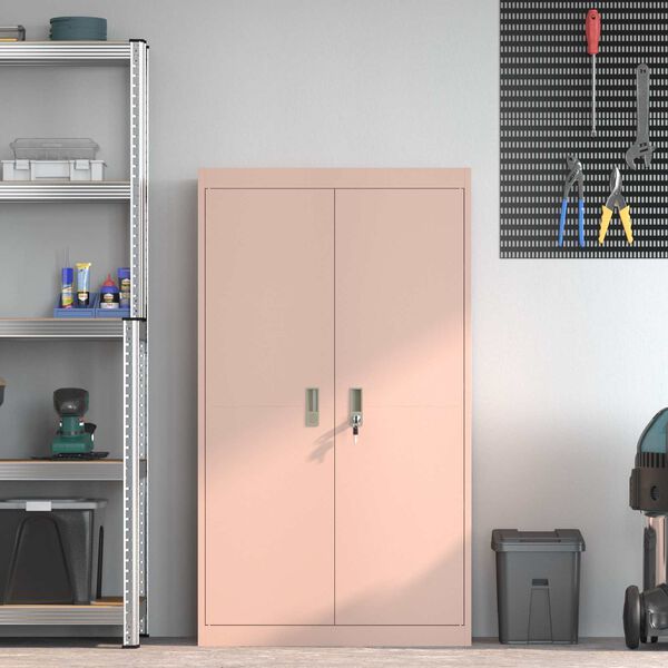 vidaXL Storage Cabinet 2 pcs Pink 80 x 40 x140 cm Steel