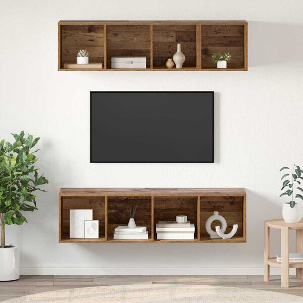 vidaXL TV Cabinet Set Wall-mounted 3 pcs Old Wood Engineered Wood